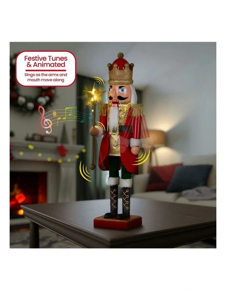 Battery Operated or USB Cord Animated Christmas Nutcracker Decoration 60cm in Multi image 3