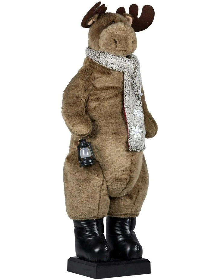 Animated Christmas Moose Decor With Music and Light-Up Lantern in Grey image 3