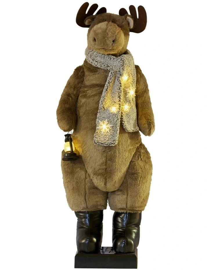 Animated Christmas Moose Decor With Music and Light-Up Lantern in Grey image 5