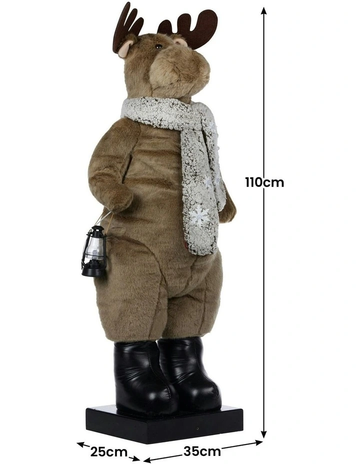 Animated Christmas Moose Decor With Music and Light-Up Lantern in Grey image 2