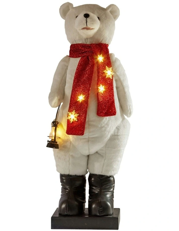 Animated Christmas Bear Decor With Music Light-Up Lantern in White image 1