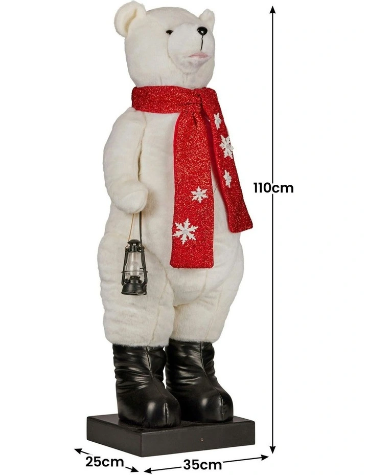 Animated Christmas Bear Decor With Music Light-Up Lantern in White image 2
