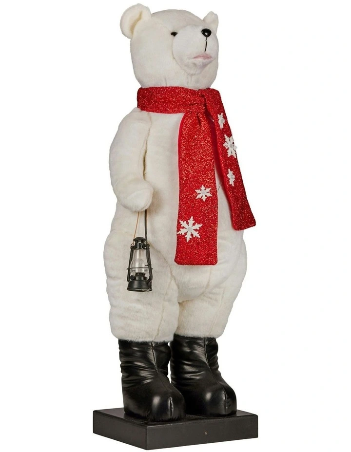 Animated Christmas Bear Decor With Music Light-Up Lantern in White image 4
