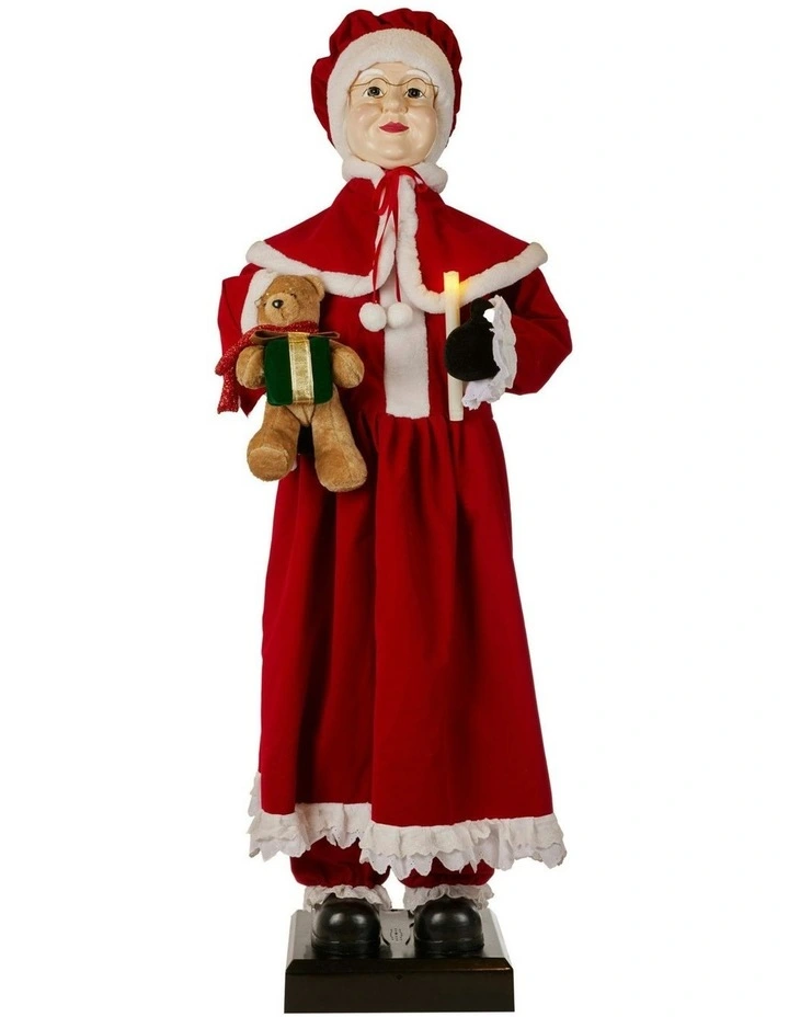 Animated Mrs. Claus Christmas Decor With Candle And Music in Red image 1