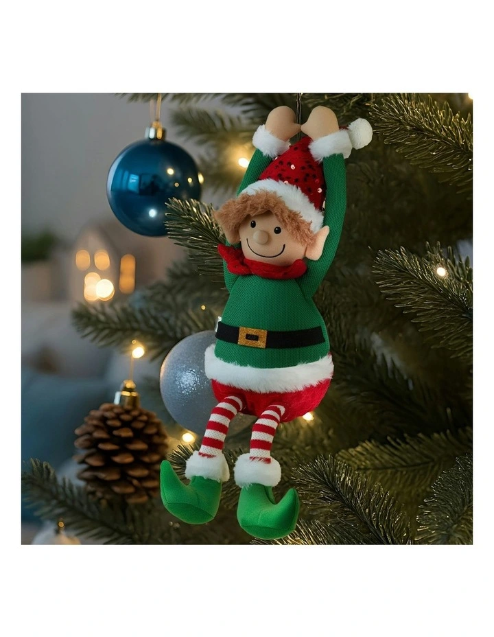 Battery-Operated Hanging Elf With Animation & Music 37cm image 4