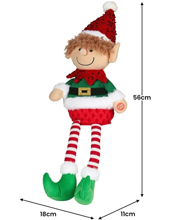 Battery-Operated Christmas Elf With Animation & Music 56cm image 2