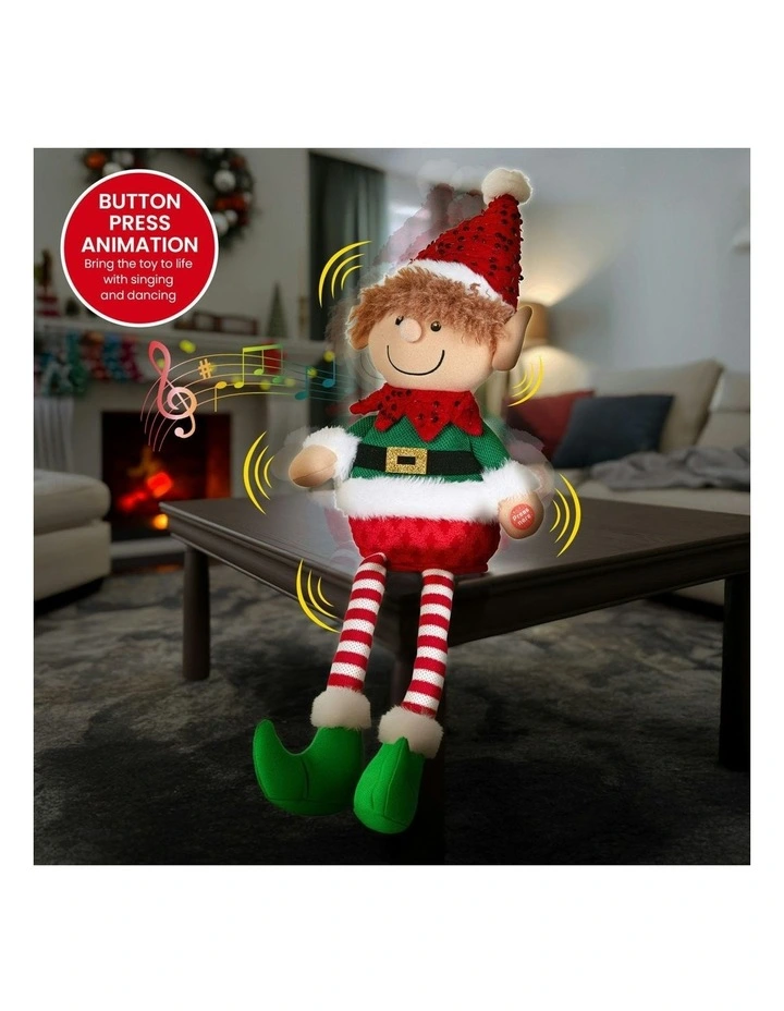 Battery-Operated Christmas Elf With Animation & Music 56cm image 3