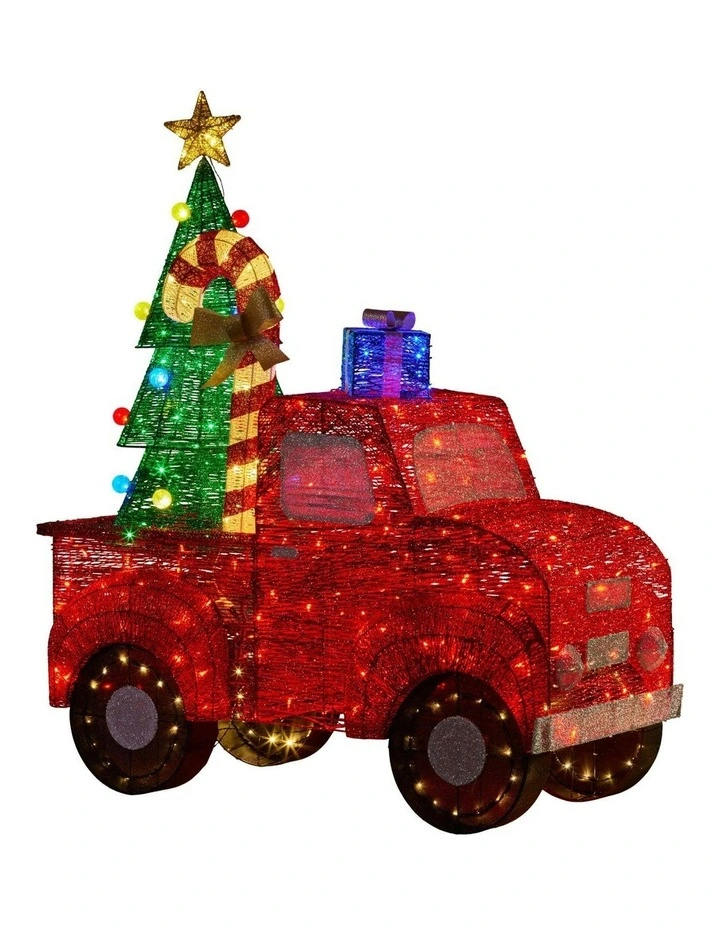 Sparkling Christmas Truck Display With Glitter String & LED Lights 145cm in Multi image 1