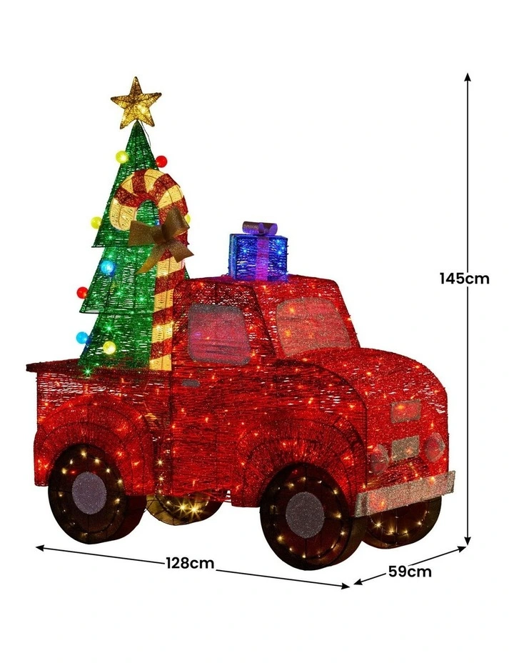 Sparkling Christmas Truck Display With Glitter String & LED Lights 145cm in Multi image 4