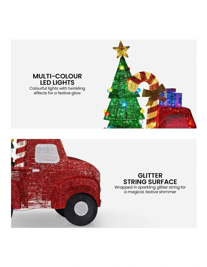 Sparkling Christmas Truck Display With Glitter String & LED Lights 145cm in Multi image 5