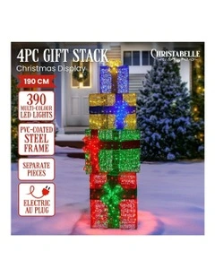 Christmas Decoration Bows LED Lights Xmas Display Gift Stack Box Set Of 4Pieces 190cm in Multi