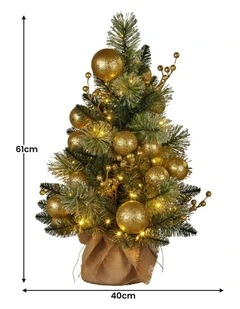 LED Warm Lights Table Top Christmas Tree 61cm in Gold