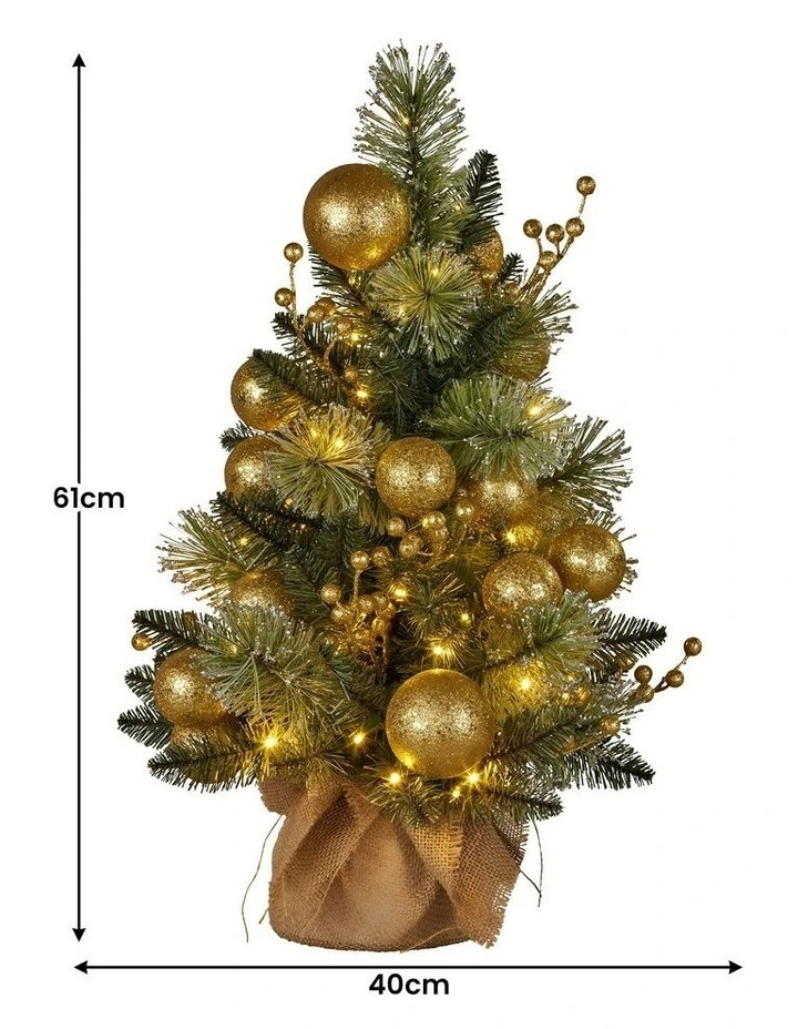 LED Warm Lights Table Top Christmas Tree 61cm in Gold image 1
