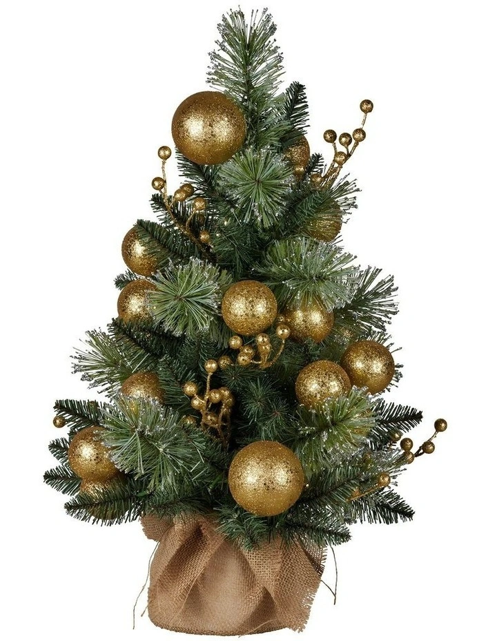 LED Warm Lights Table Top Christmas Tree 61cm in Gold image 2