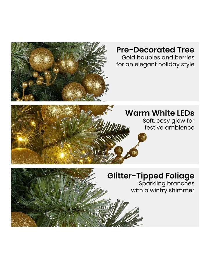 LED Warm Lights Table Top Christmas Tree 61cm in Gold image 3