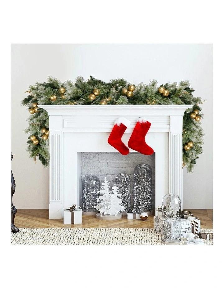 LED Warm White Lights Pre-Lit Christmas Garland in 274cm in Gold image 4