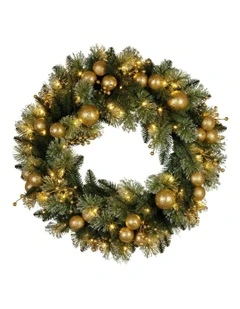 Christmas Warm White Lights Xmas Decor Wreath 76cm