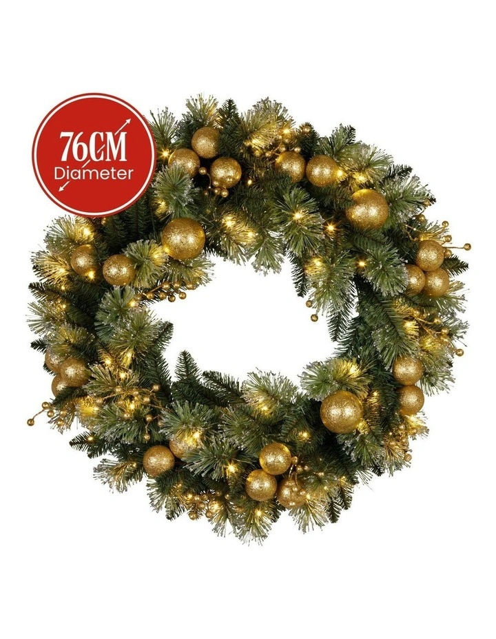 Christmas Warm White Lights Xmas Decor Wreath 76cm image 4