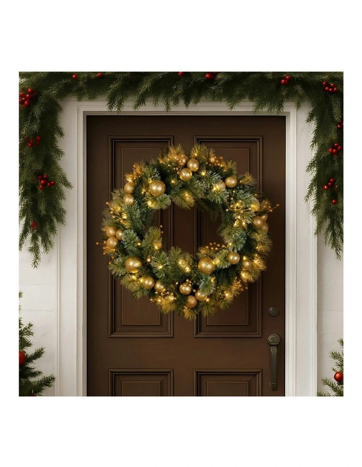Christmas Warm White Lights Xmas Decor Wreath 76cm image 6