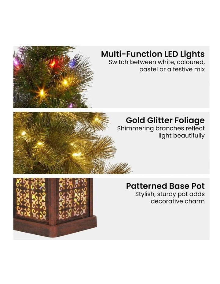 Xmas Decor LED Multi Lights Christmas Tree 4 Feet in Gold Pine image 6