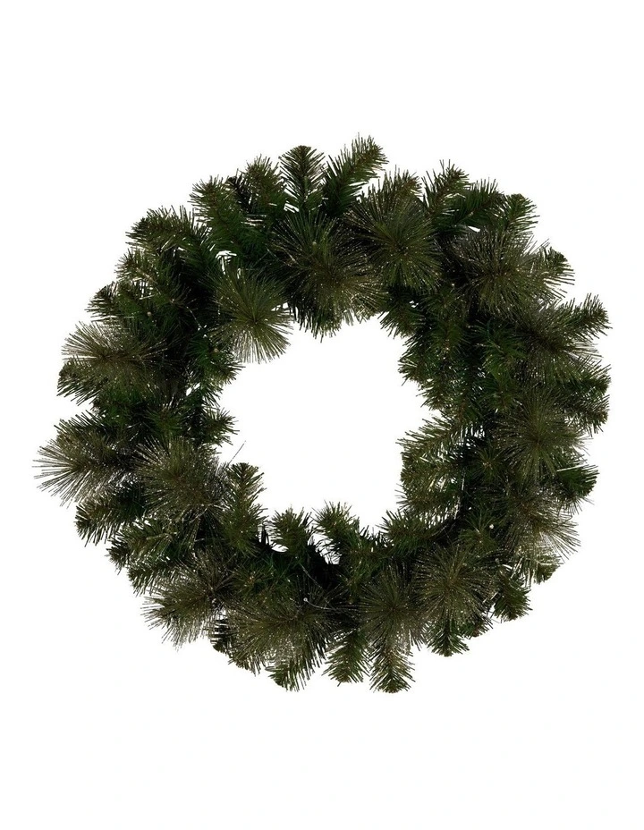 Pre-Lit Christmas Glittery Wreath with Multi-Function LED Lights 61cm in Gold Pine image 2