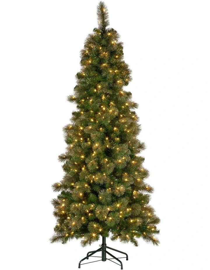 LED Lights Xmas Decor Glittery Christmas Tree 7.5ft in Gold Pine image 2
