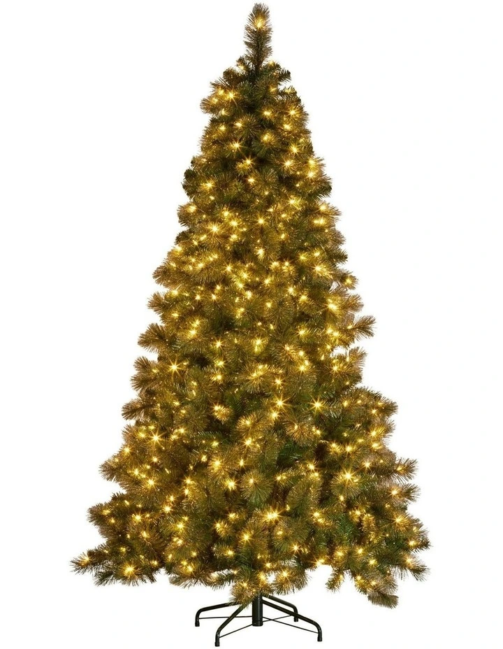 Glittery Gold Pine Christmas Tree 9ft in Green image 6