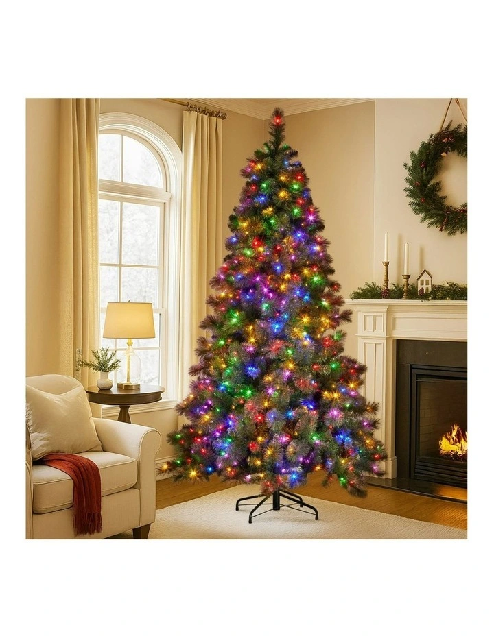 Glittery Gold Pine Christmas Tree 9ft in Green image 7
