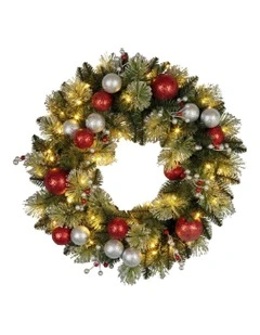 Christmas Wreath With LED Lights 61cm in Multi