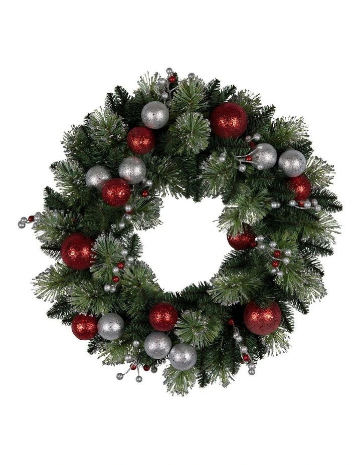 Christmas Wreath With LED Lights 61cm in Multi image 2