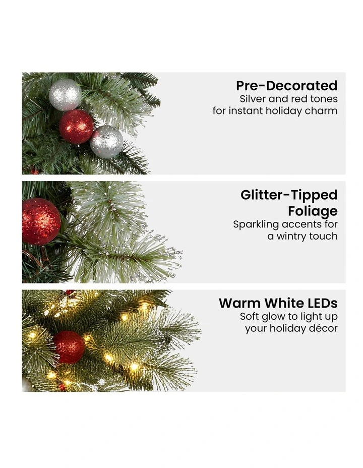 Christmas Wreath With LED Lights 61cm in Multi image 4