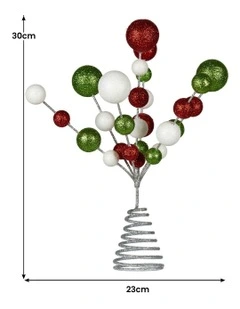 Colourful Baubles Christmas Tree Topper in Silver