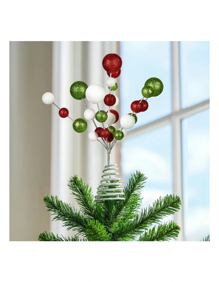 Colourful Baubles Christmas Tree Topper in Silver image 2