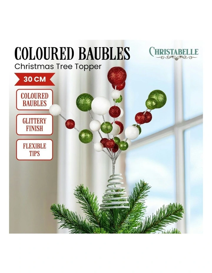 Colourful Baubles Christmas Tree Topper in Silver image 3