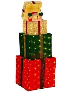 Animated Present Stack with Santa 122cm