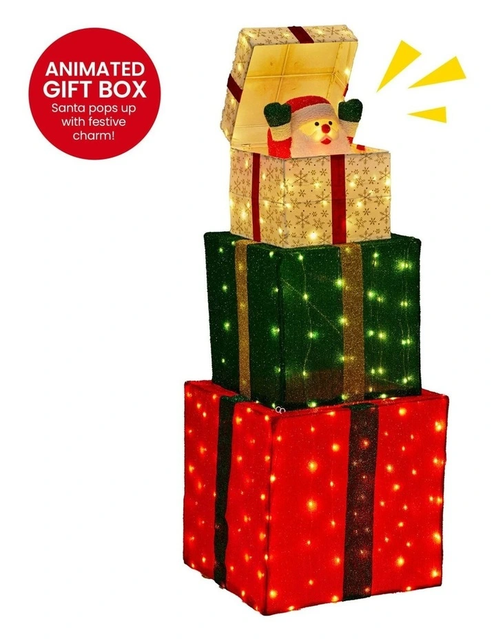 Animated Present Stack with Santa 122cm image 2