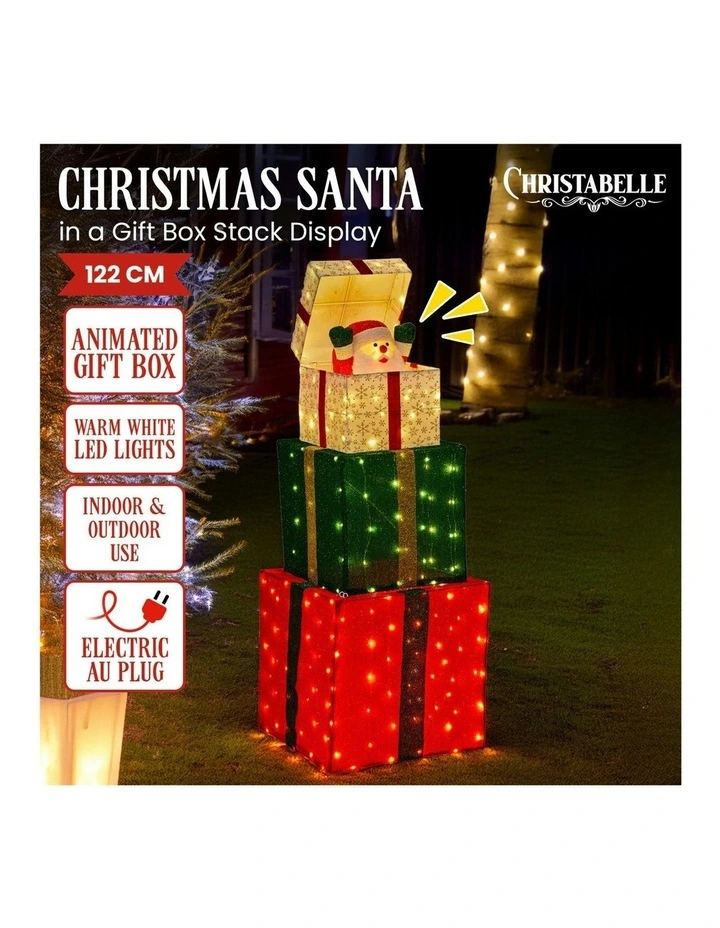 Animated Present Stack with Santa 122cm image 3