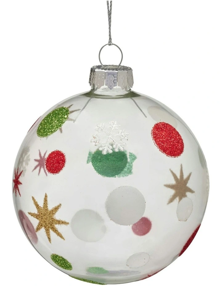 Clear Christmas Bauble Tree Balls Glass 6 Picecs in Assorted image 2