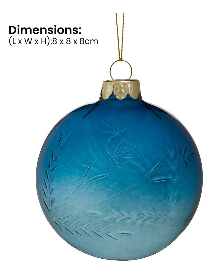 Christmas Bauble Tree Balls Glass 6 Picecs in Blue image 3