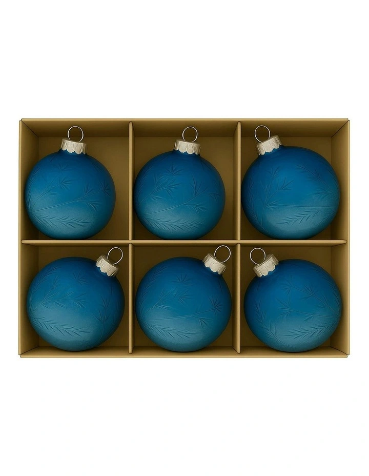 Christmas Bauble Tree Balls Glass 6 Picecs in Blue image 4