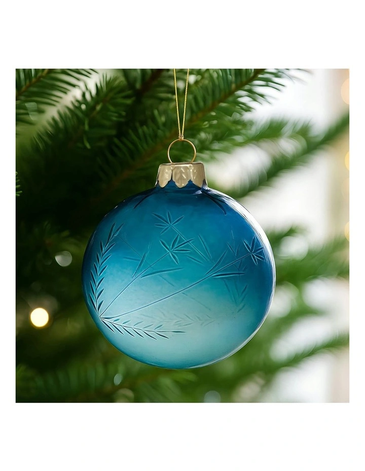 Christmas Bauble Tree Balls Glass 6 Picecs in Blue image 5
