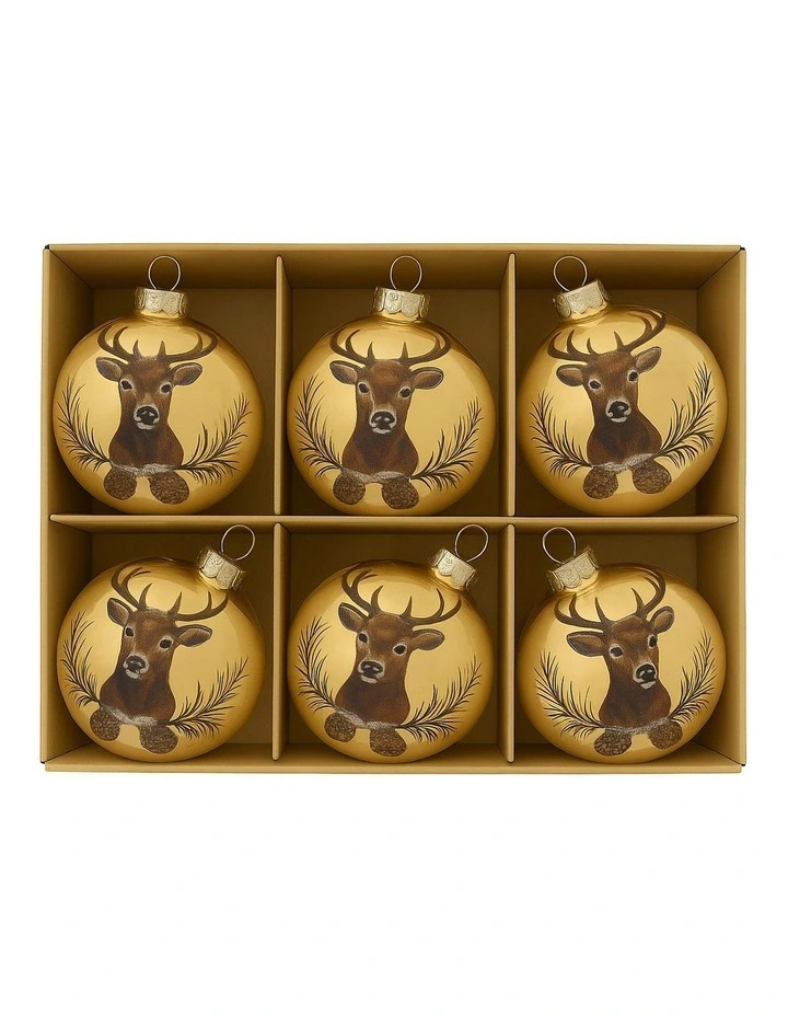 Christmas Bauble Tree Balls Glass 6 Picecs in Gold image 4