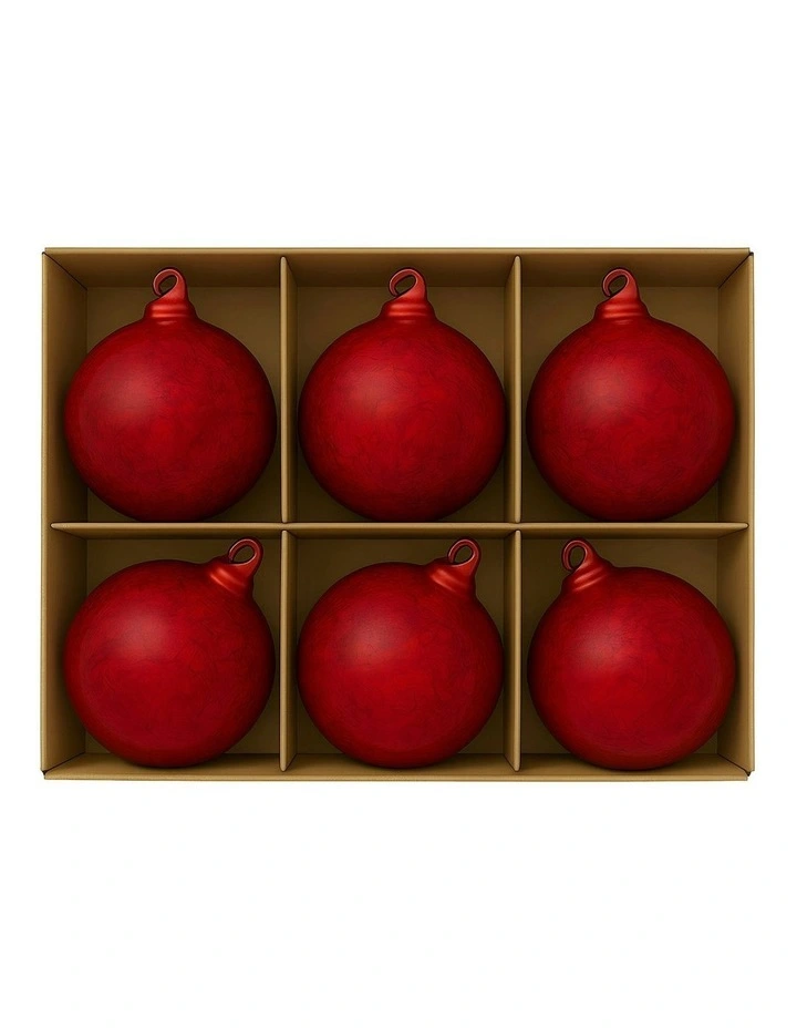 Christmas Bauble Tree Balls Glass 6 Pieces in Red image 3