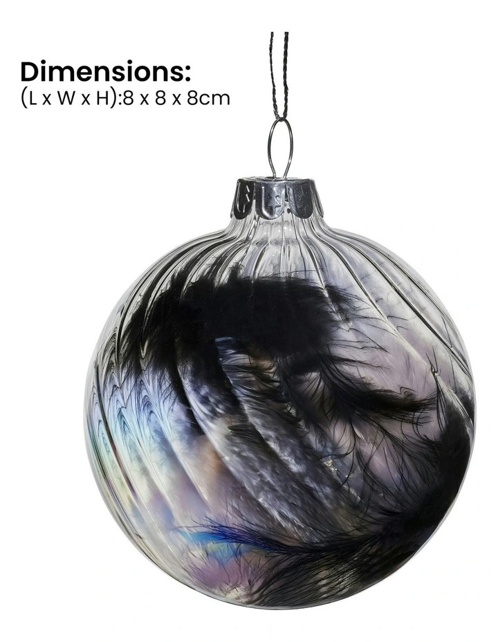 Christmas Bauble Tree Balls Glass 6 Picecs in Clear Stripe image 3