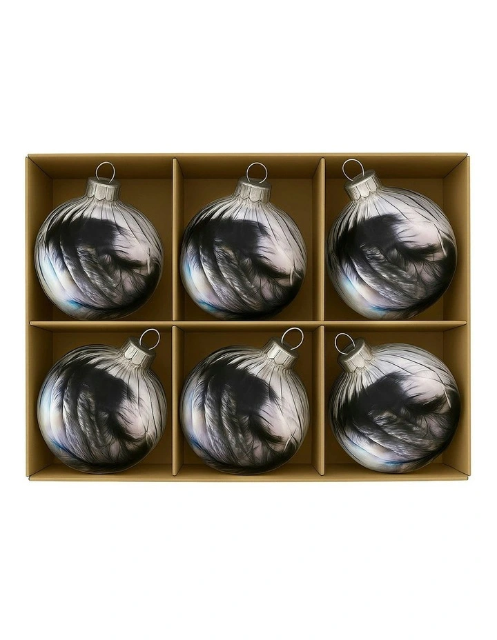 Christmas Bauble Tree Balls Glass 6 Picecs in Clear Stripe image 4