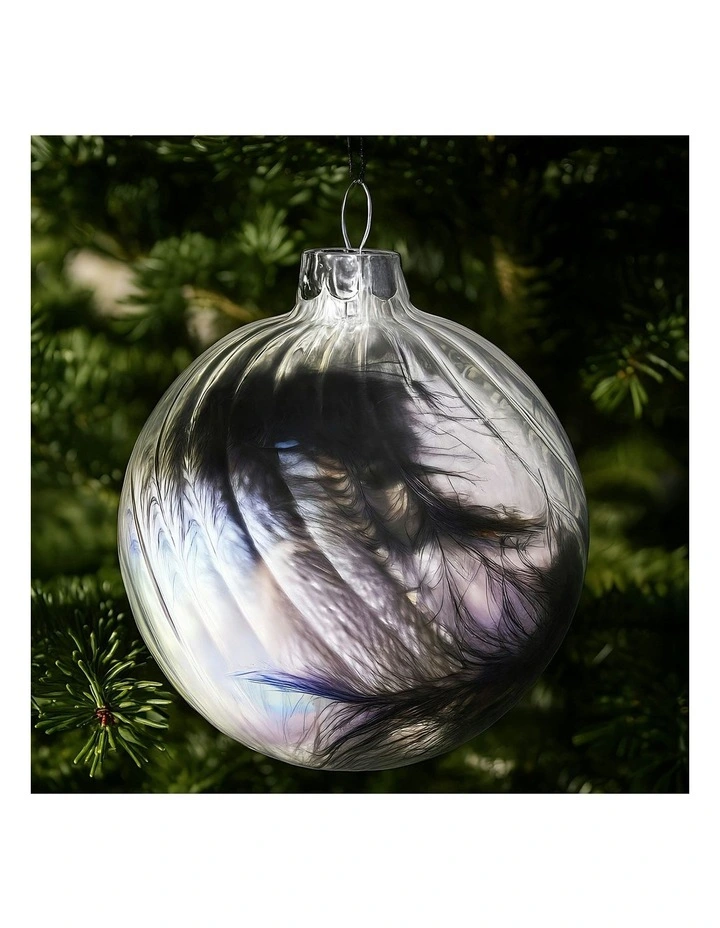 Christmas Bauble Tree Balls Glass 6 Picecs in Clear Stripe image 5