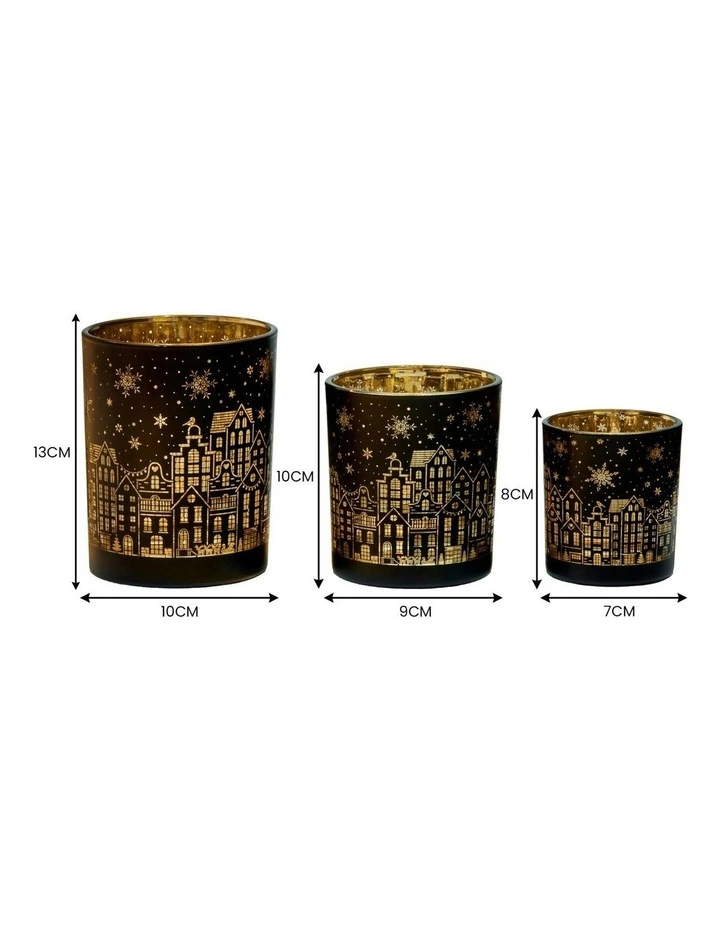 Christmas Candle Jar Set of 3 in Black and Gold image 2
