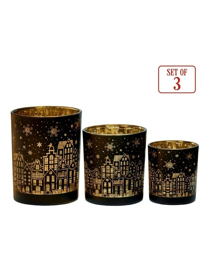 Christmas Candle Jar Set of 3 in Black and Gold image 4