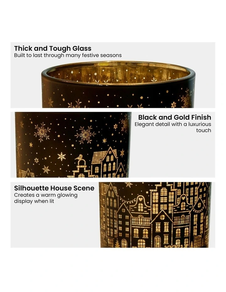Christmas Candle Jar Set of 3 in Black and Gold image 5