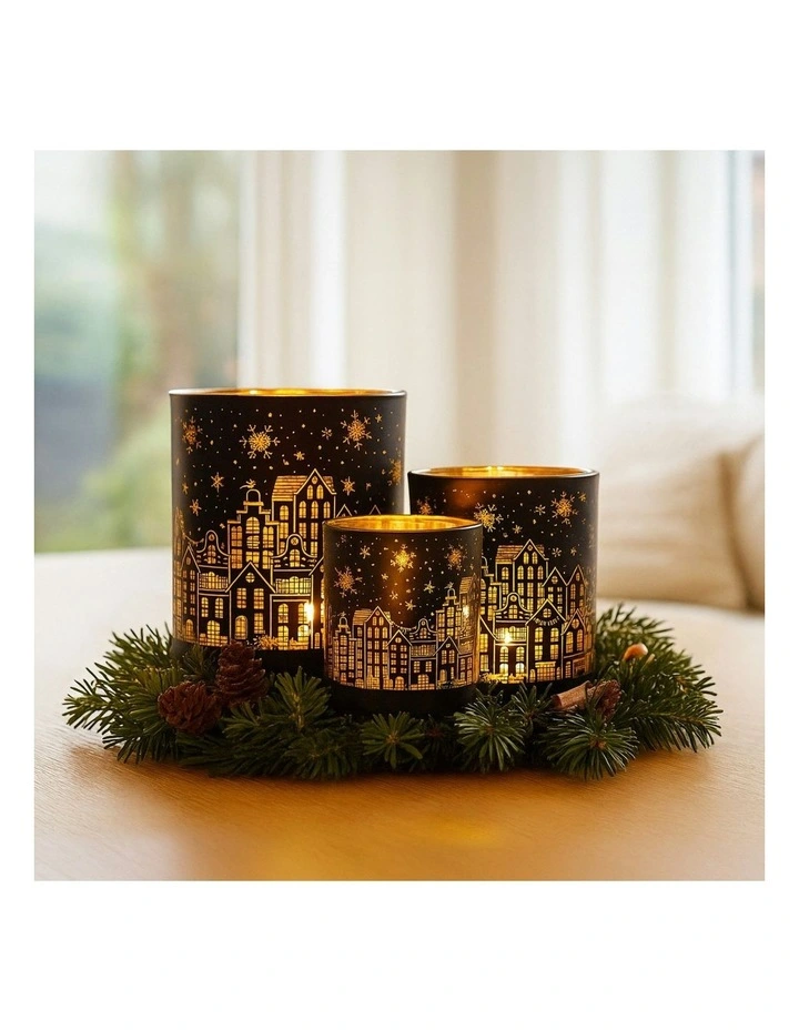 Christmas Candle Jar Set of 3 in Black and Gold image 6
